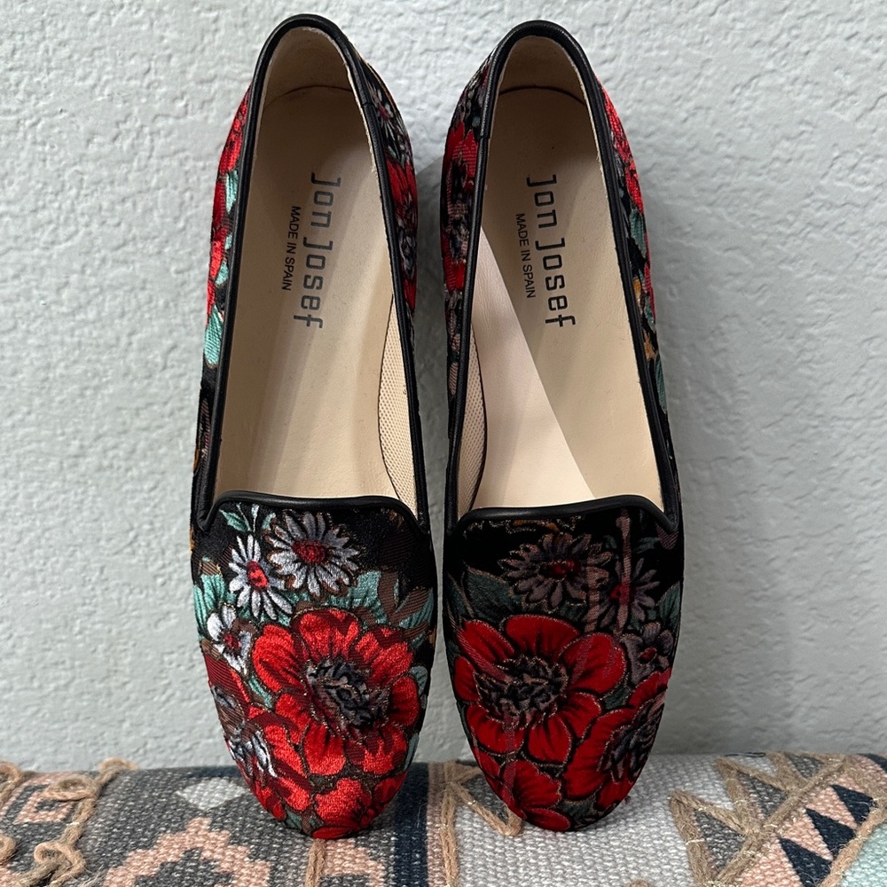 Jon Josef Women's Floral Loafers - Black and Red